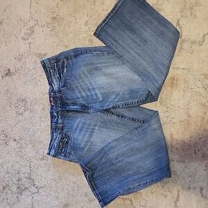 Faded Glory Womens Straight Leg Blue Faded Wash Jeans Button Pockets Sz 12